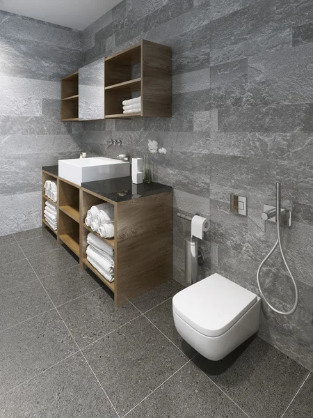 Просторный минималистский дизайн ванной комнаты — стоковое фото