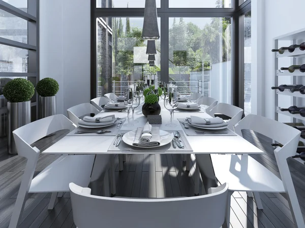 Mesa servida en comedor contemporáneo — Foto de Stock