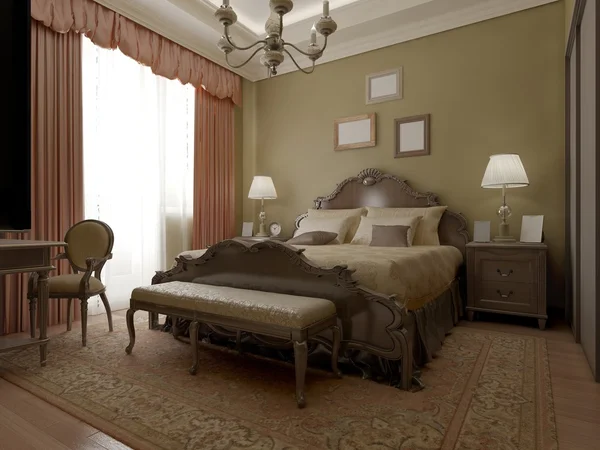 Винтажный классический интерьер спальни — стоковое фото