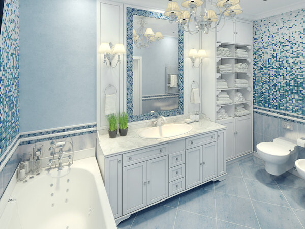 Bright art deco bathroom interior