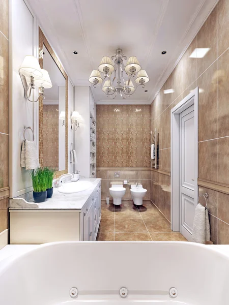 Изящный дизайн ванной комнаты в стиле ар-деко — стоковое фото