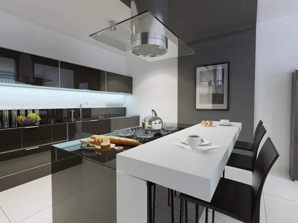 Tendência de cozinha preto e branco — Fotografia de Stock