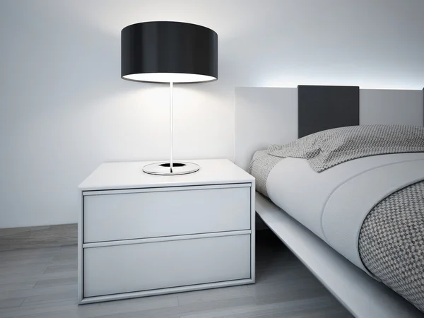 Zeitgenössisches monochromes Schlafzimmerdesign — Stockfoto