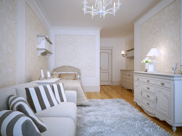Просторная спальня классический стиль — стоковое фото