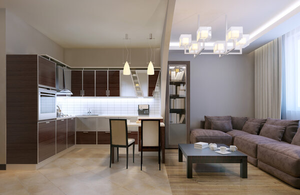 Арочная отдельная кухня-студия
