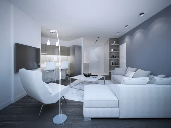 Apartamento estúdio elegante branco — Fotografia de Stock