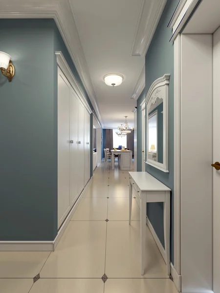 Classic corridor with kitchen on background — Stock Image Classic corridor with kitchen on background Stock Picture
