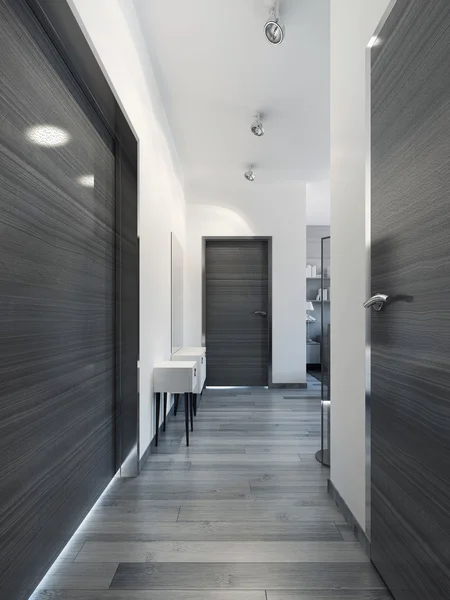 Eleganter schwarzer moderner Korridor — Stockfoto