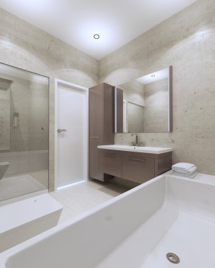 Özel evde minimalist banyo anlayışı