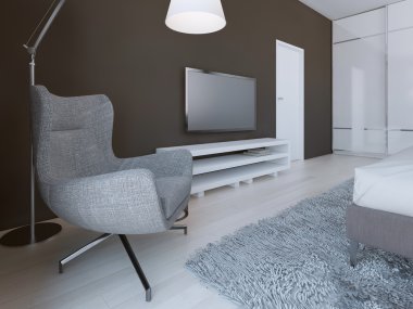 Minimalist yatak yumuşak gri tekli
