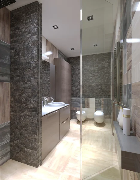Panoramic view of contemporary bathroom — Stock Photo, Image