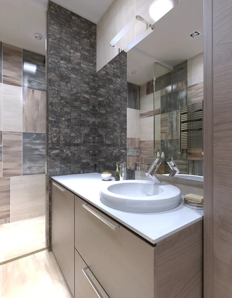 Konzole s umyvadlem v koupelně v minimalistickém stylu — Stock fotografie