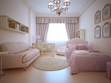 Çocuk yatak odası ve koltuk ve yatak