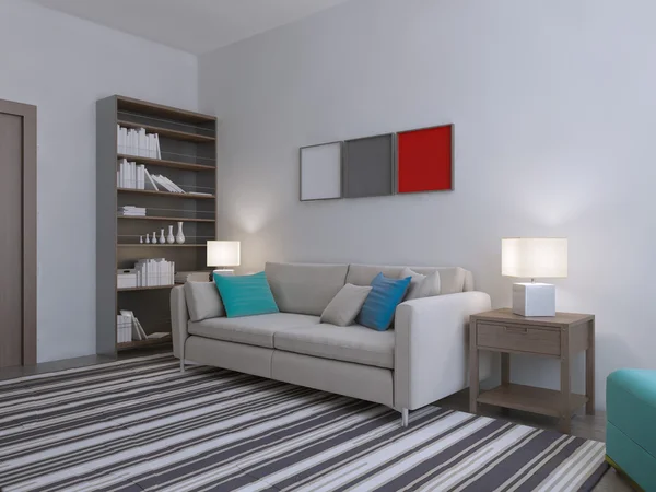 Cremefarbenes Sofa im weißen Zimmer — Stockfoto