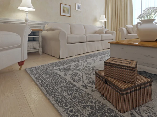 Sala de estar estilo shabby-chic — Fotografia de Stock