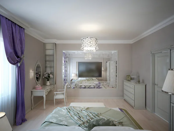 Schlafzimmer neoklassischer Stil — Stockfoto