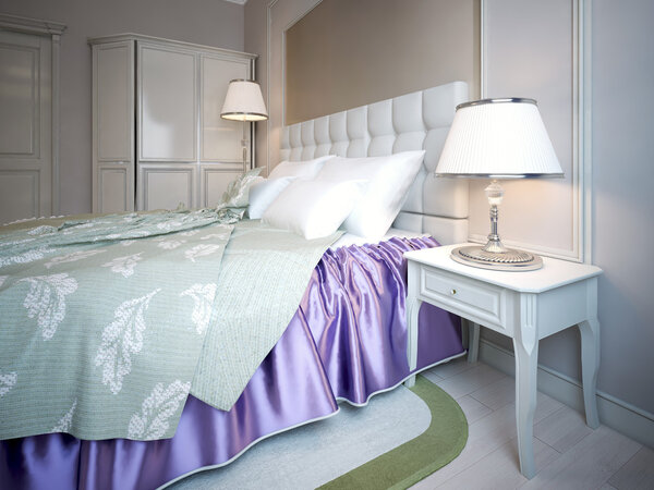 Использование фиолетового цвета в спальне
