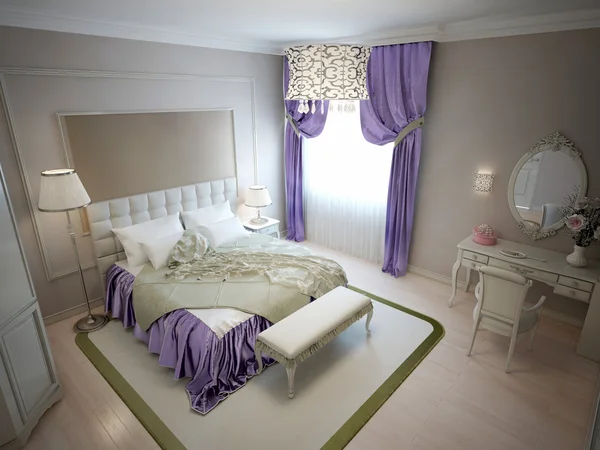 Современная спальня в неоклассическом стиле — стоковое фото