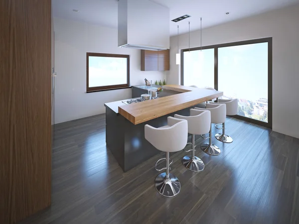 Spacious kitchen with island bar — Stock Image Spacious kitchen with island bar Stock Image