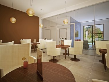 Okul kafeteryasında. Yüksek okul kantin. Yemek odası.