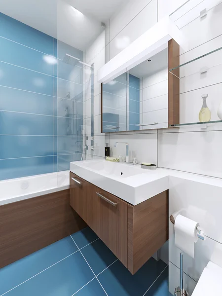 Consolle lavabo in bagno blu — Foto Stock