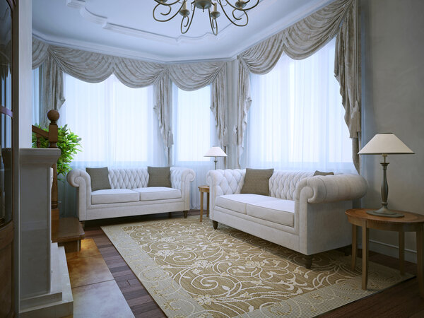 Modern lounge room with classic furniture