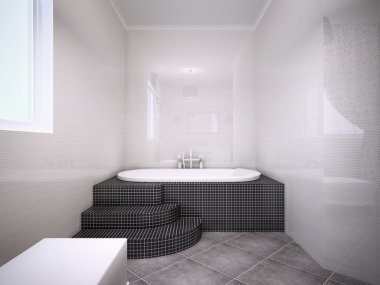 Jakuzi banyo parlak duvarlı ve görünümünü