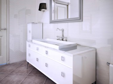 Sink console in art deco styled bathroom clipart