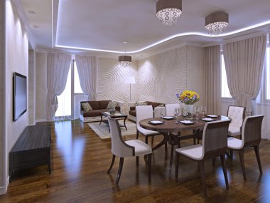 Yemek masası ile güzel salon stüdyo