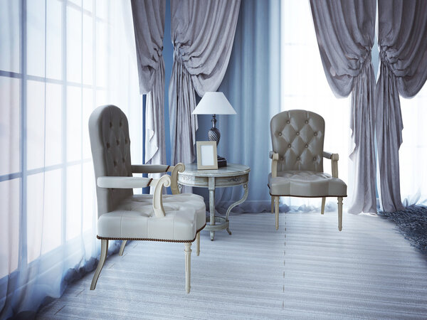 Место для отдыха у окна в спальне
