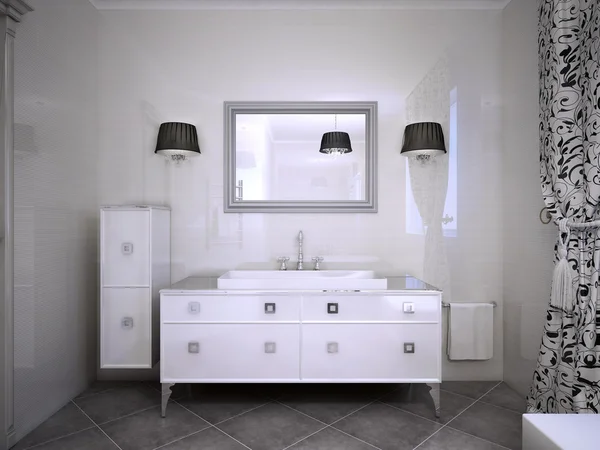 욕실에 광택 흰색 가구 — 스톡 사진