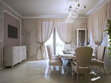 Art deco tarzında lüks yemek odası