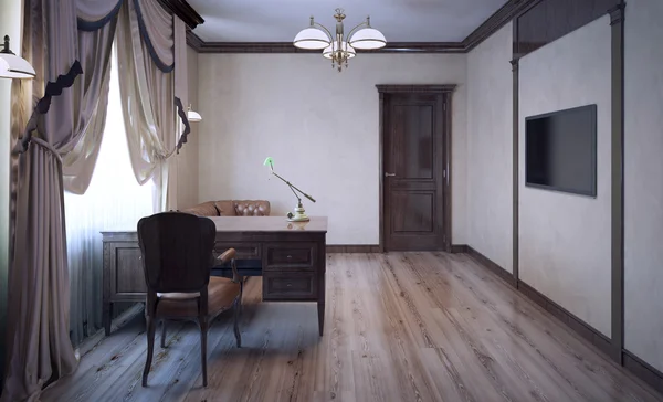 Рабочая комната с дубовой мебелью — стоковое фото