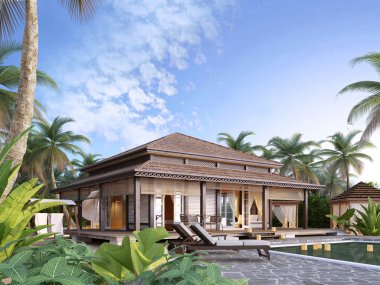 Large luxury bungalows on the islands. clipart