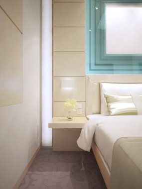 Duvar ile yatağın başucundaki monte