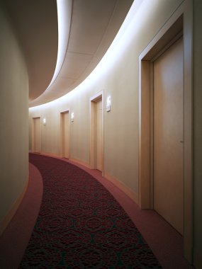 Interrior parlak otel kompleksi, koridor.