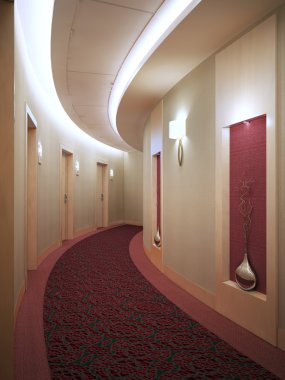 Yuvarlak otel koridor art deco tarzında