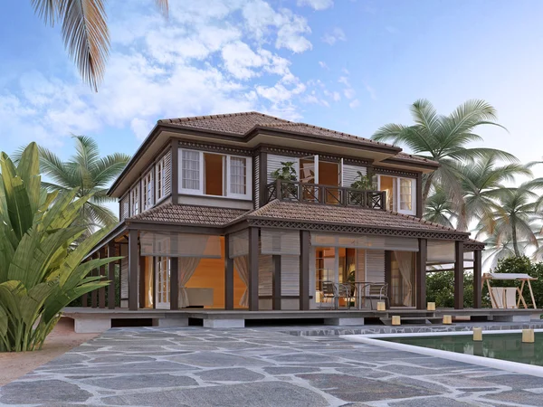 Stor lyxig villa på oceanic öar. — Stockfoto