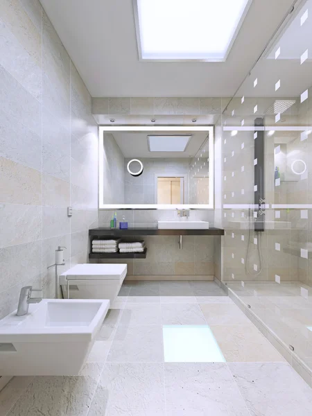 Large bathroom with shower room — Stockfoto