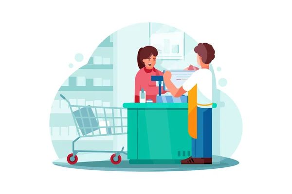 Payment system in Supermarket. Illustration concept