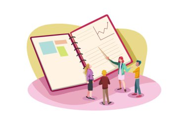 İş Analizi Vektörü İllüstrasyon Konsepti. Web pankartı, bilgi grafikleri, kahraman resimleri için kullanılabilir.