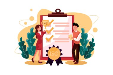 İş kalitesi illüstrasyonu. Web pankartı, bilgi grafikleri, kahraman resimleri için kullanılabilir.