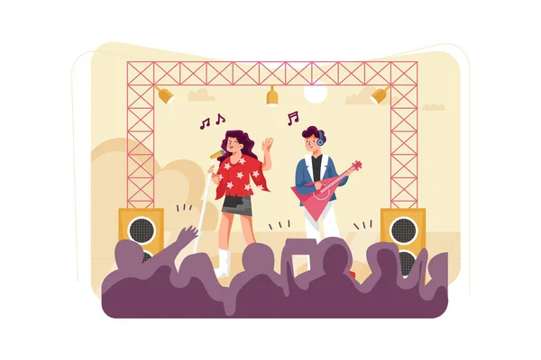 Concetto Open Air Concert Illustration Illustrazione Piatta Isolata Sfondo Bianco — Vettoriale Stock