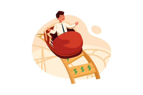 Businessman Money Roller Coaster Vector Illustration Concept Flat Illustration Isolated — Stock Vector