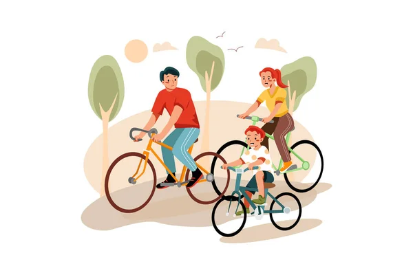 Família Bicicleta Ilustração Conceito Ilustração Plana Isolada Sobre Fundo Branco —  Vetores de Stock