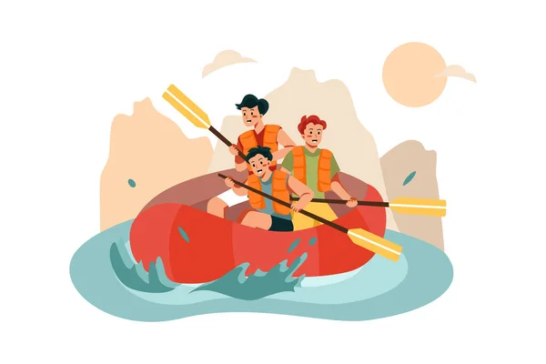 Koncept Rafting Illustration Ploché Ilustrace Izolované Bílém Pozadí — Stockový vektor