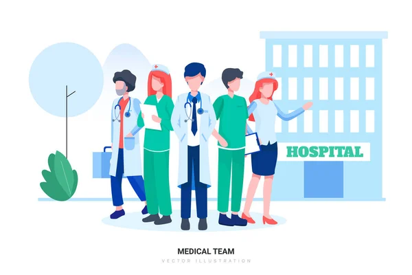 Porträt Eines Medizinischen Teams Krankenhaus Kann Für Web Banner Infografiken — Stockvektor