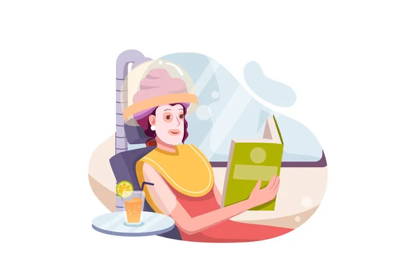 Beautiful Young Woman Facial Mask Relaxing Spa Salon Flat Illustration — Stockvector