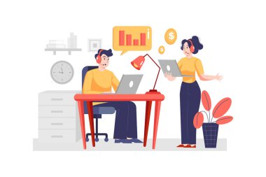 Arama veri illüstrasyon konsepti analiz ediliyor