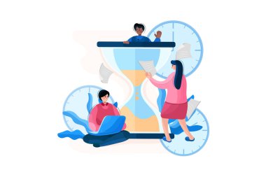 Takım çalışması Vektör Illustration konsepti. Düz illüstrasyon beyaz arkaplanda izole edildi.